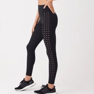 Gigi C Katrina Leggings Women Large Black Laser Cut High Waisted Compression